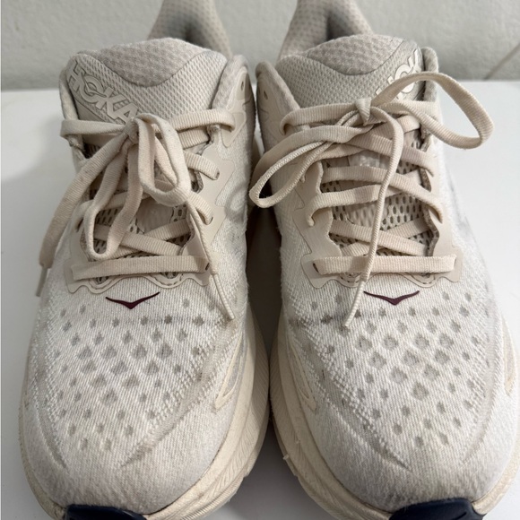 Hoka Clifton 9  Cream Athletic Sneakers - Picture 3 of 11